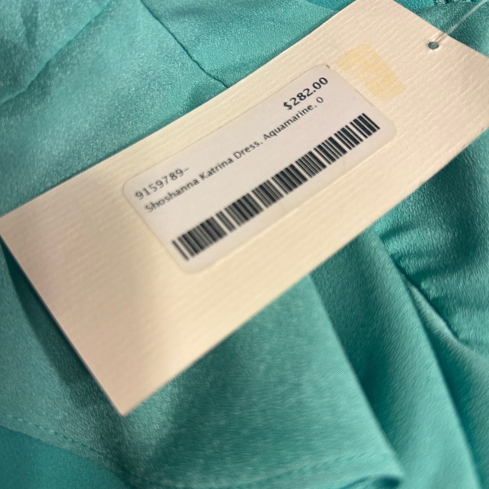NWT Shoshanna Aqua Blue Green Dress Women’s 0 Sheath‎ A-Line Ruffle Pleated - Picture 10 of 10